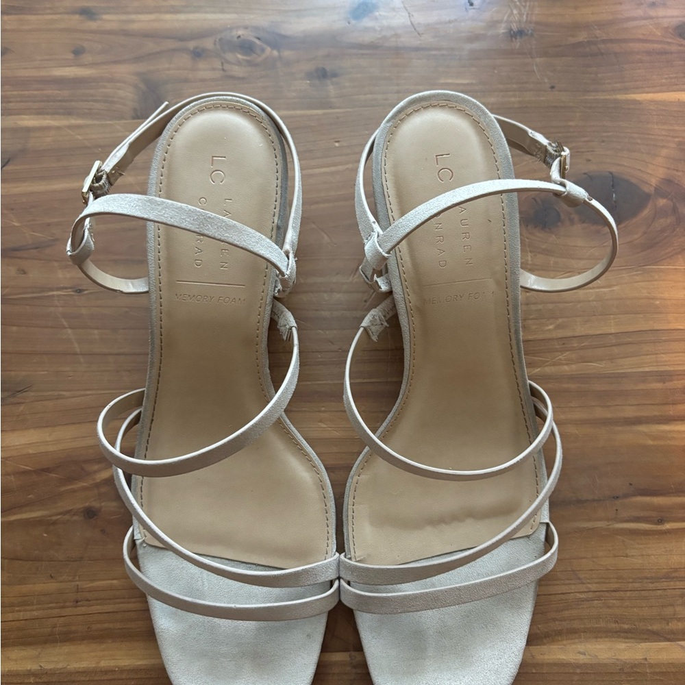 LC Lauren Conrad Women's Beige Strappy Dress Sandals Size 9